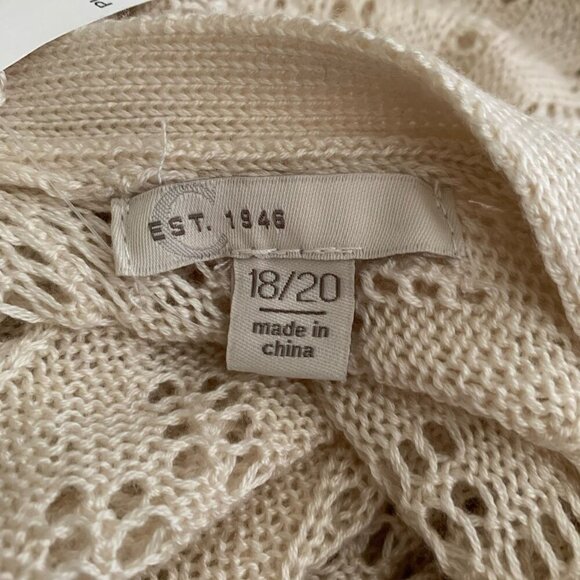 C EST. 1946 Beige Crochet Acrylic Boho Duster Size 18/20 Open Front NWT - Picture 8 of 10